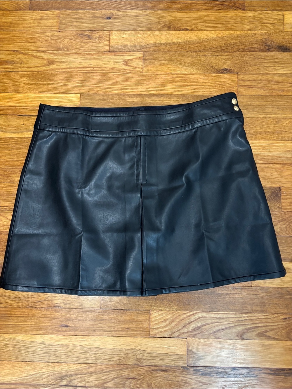 J. Crew Black Faux Leather Mini Skirt with Front Panel